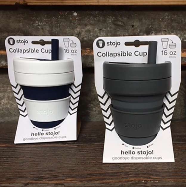 Biggie Cup, Black/White- 470 ml - Koffiebeker - Drinkbeker - Zwart/Wit - Opvouwbaar | Stojo