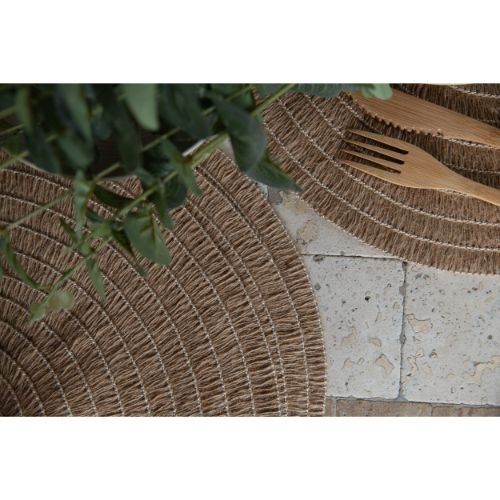 Placemats, Rond, Set van 4 Stuks, Geweven, Naturel - Creative Tops
