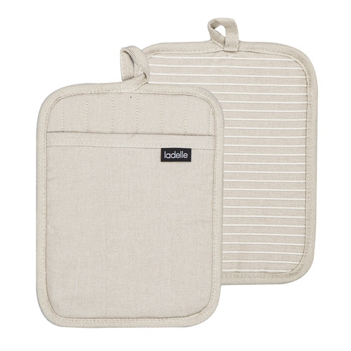 Pannenlappen, Set van 2, Katoen, Polyester, Siliconen, Grijs, 19 x 24.5 cm - Ladelle | Lennox