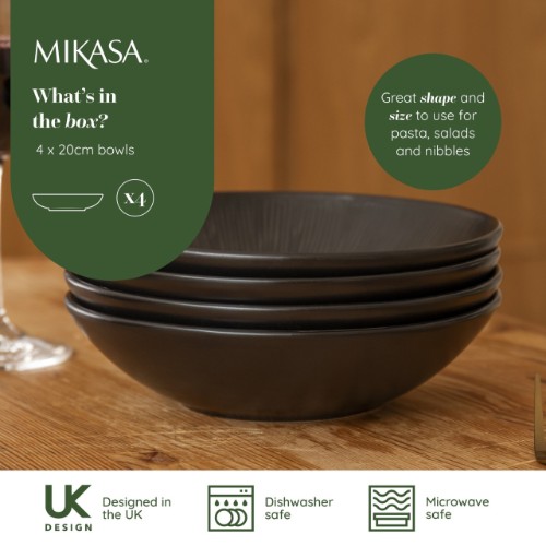 Mikasa Jardin Midnight 20cm Pasta Bowls, Set of Four, Gift Boxed