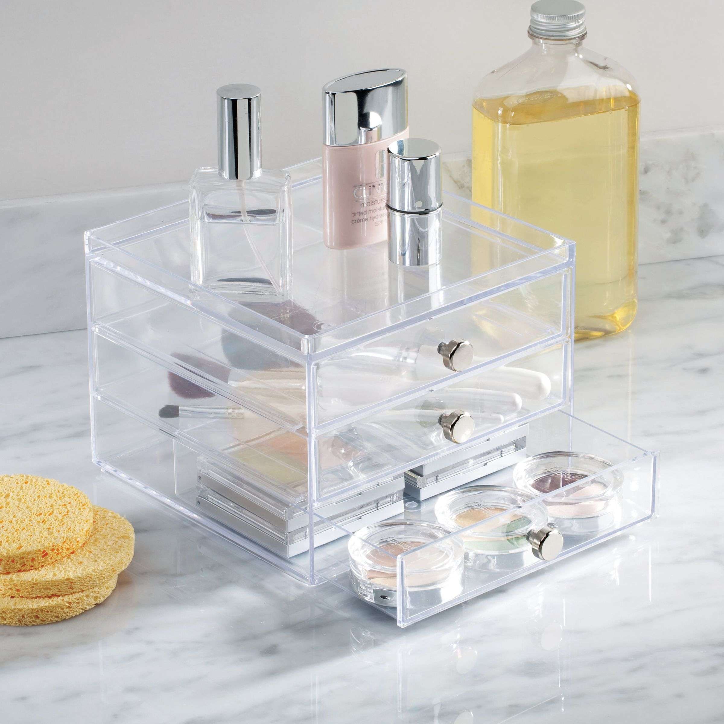 Ladekast, Make-up Organizer, 3 Lades, 16.4 x 17.7 x 12.5 cm, Transparant, Kunststof - iDesign