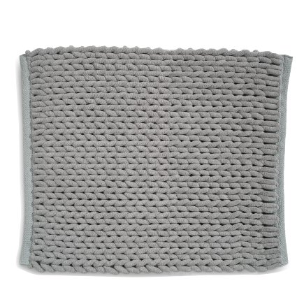 Badkamer Vloerkleed, Badmat, 65 x 55 cm, Grijs, Gerecycled Polyester, Katoen - Kela | Masha
