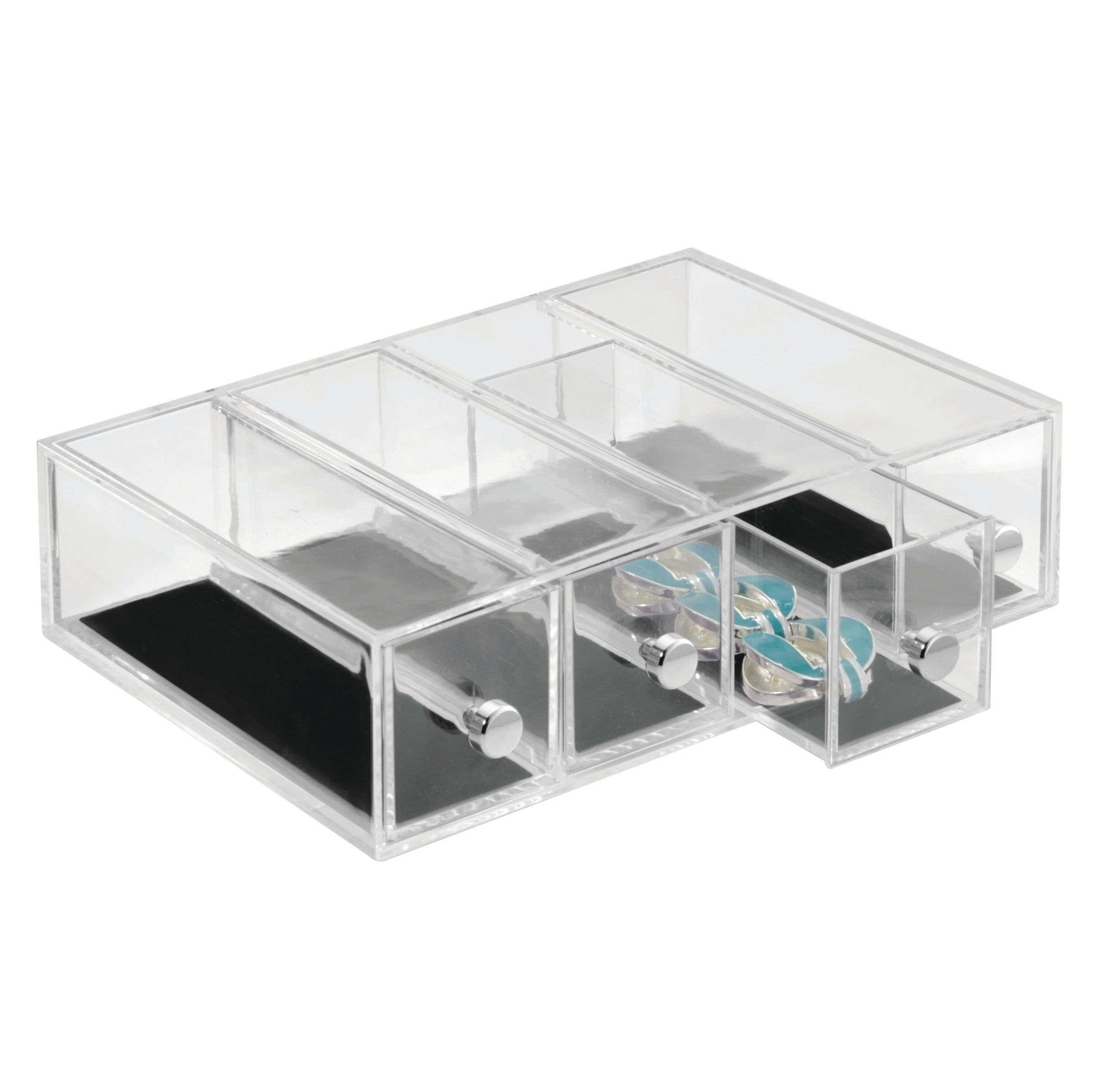 Ladekast, Sieraden Organizer, Small, 4 Lades, 6.6 x 17.7 x 25.2 cm, Transparant, Kunststof - iDesign | Clarity