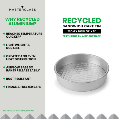 MasterClass Recycled Aluminium Round Sandwich Tin, Sleeved