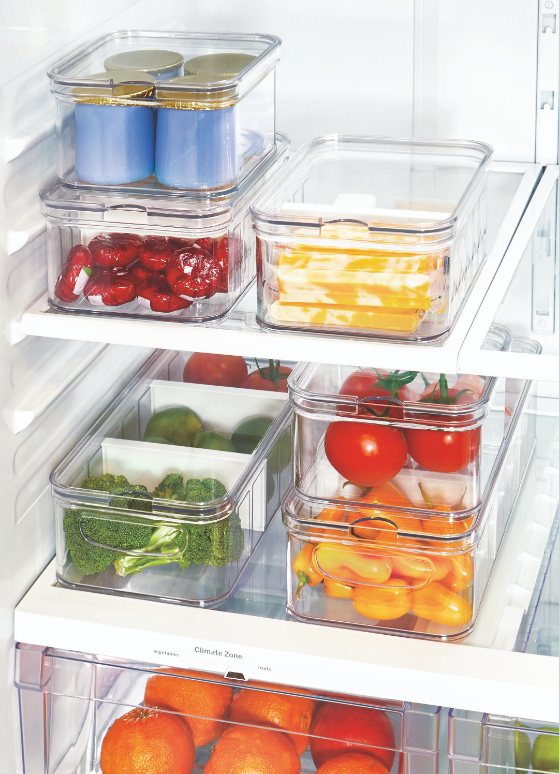 Opbergbox Koelkast, 16 x 16 x 9.6 cm, Kunststof, Transparant - iDesign | Crisp