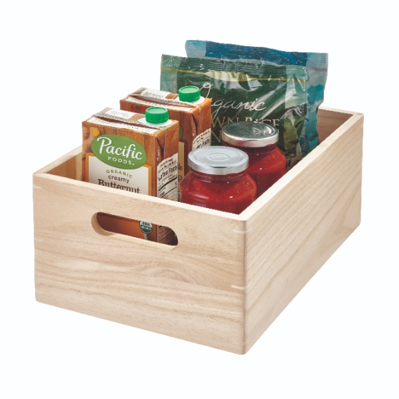 Opbergbox met Handgrepen, 25.5 x 38 x 15 cm, Paulownia Hout, Beige - iDesign | The Home Edit