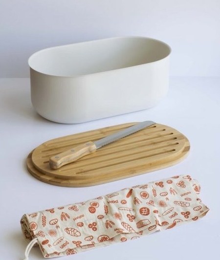 Broodtrommel 4 in 1, Bamboe, Crème - Pebbly