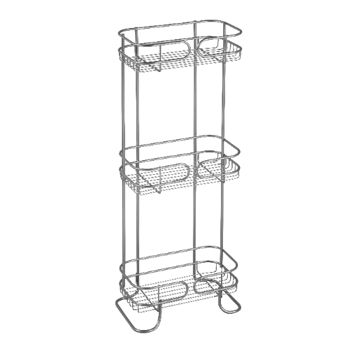 Doucherek, 25 x 16.5 x 66 cm, Staand, Drielaags, RVS, Zilver - iDesign | Neo