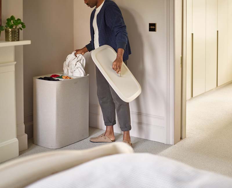 Wasmand met 3 Verdeelvakken, 56 x 39.5 x 71 CM, 3 x 30 liter. Kunststof, Beige - Joseph Joseph | Tota