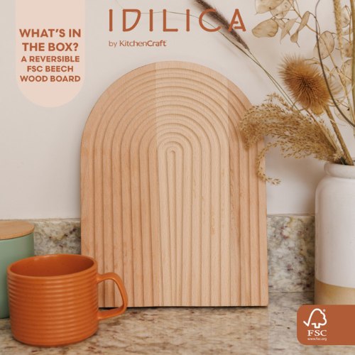 KitchenCraft Idilica Reversible Beech Wood Chopping / Serving Board, Sleeved