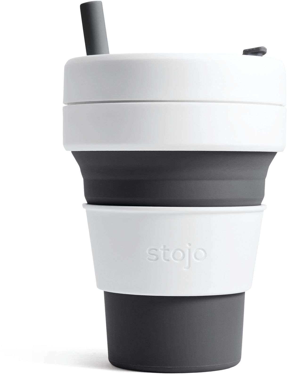 Biggie Cup, Slate - 470 ml - Koffiebeker - Drinkbeker - Zwart / Wit - Opvouwbaar | Stojo