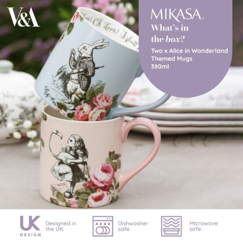 Mikasa x V&A Alice in Wonderland Fine China 380ml Mug Gift Set