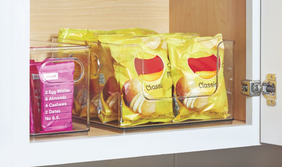 Open Opbergbox met Handvaten, 25 x 25 x 15 cm, Kunststof, Transparant - iDesign | The Home Edit