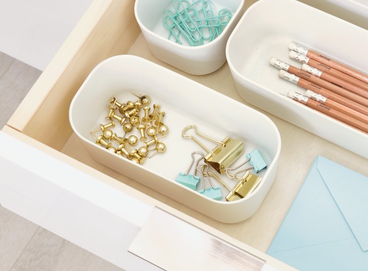 Opbergbox Open, Small, 9 x 18.5 x 6 cm, Gerecycled Kunststof/Hout, Beige - iDesign | Eco Storage