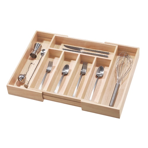 Bestekla Organizer, 38.1 x 34.3 x 6.4 cm, Uittrekbaar, Paulownia Hout - iDesign | Eco Wood