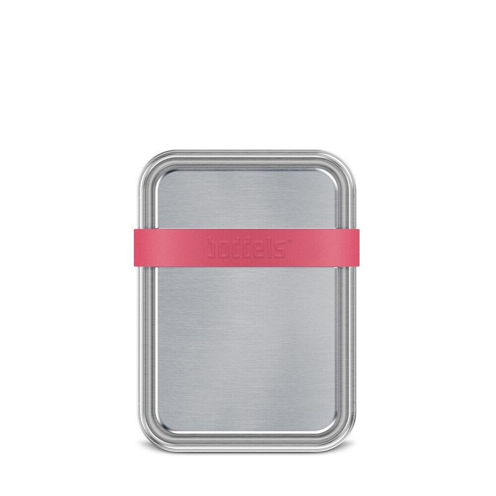 Lunchbox met Verdeler, Groot, 3 Vakken, 21 x 15 x 5 cm, RVS, Frambozen Rood - Boddels | Smacht