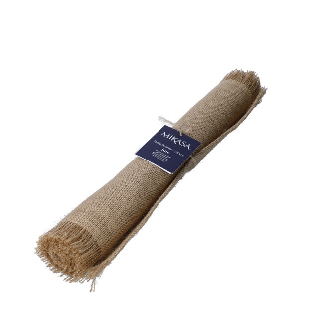 Mikasa Jute Frayed Table Runner, Natural, 230cm, Tagged