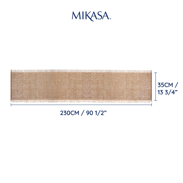 Mikasa Jute Frayed Table Runner, Natural, 230cm, Tagged