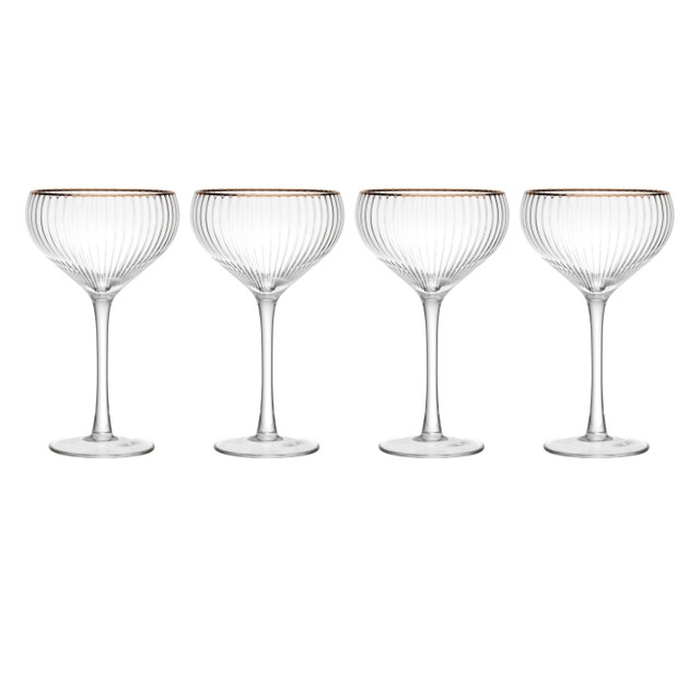 Mikasa Sorrento 4pc Champagne Coupe Glasses, 350ml, Gift boxed