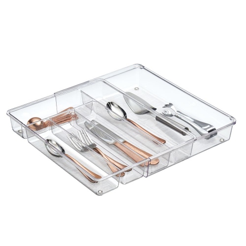 Lade Organizer, 5 Vakken, Uitschuifbaar 28.7 x 36.6 x 5.8 cm, Kunststof, Transparant - iDesign | Linus