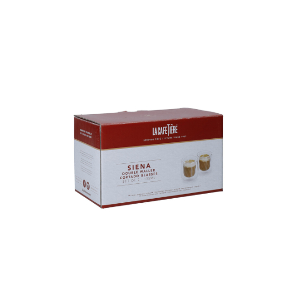 La Cafetiere 2pc Double Walled Cortado Glasses, 135ml Gift boxed