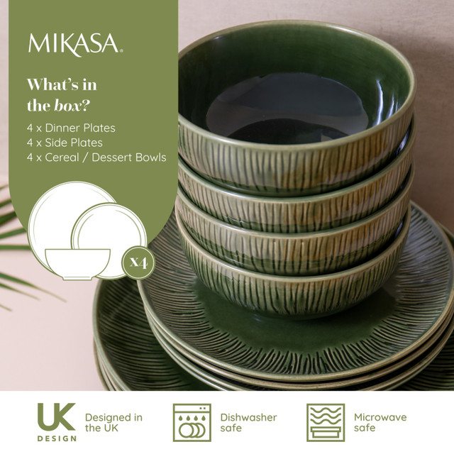 Mikasa Jardin 12pc Stoneware Dinner Set, Gift boxed