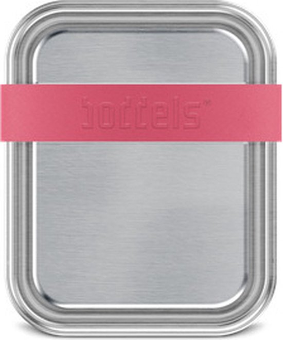 Lunchbox met Verdeler, Klein, 2 Vakken, 15 x 12 x 5 cm, RVS, Frambozen Rood - Boddels | Smacht