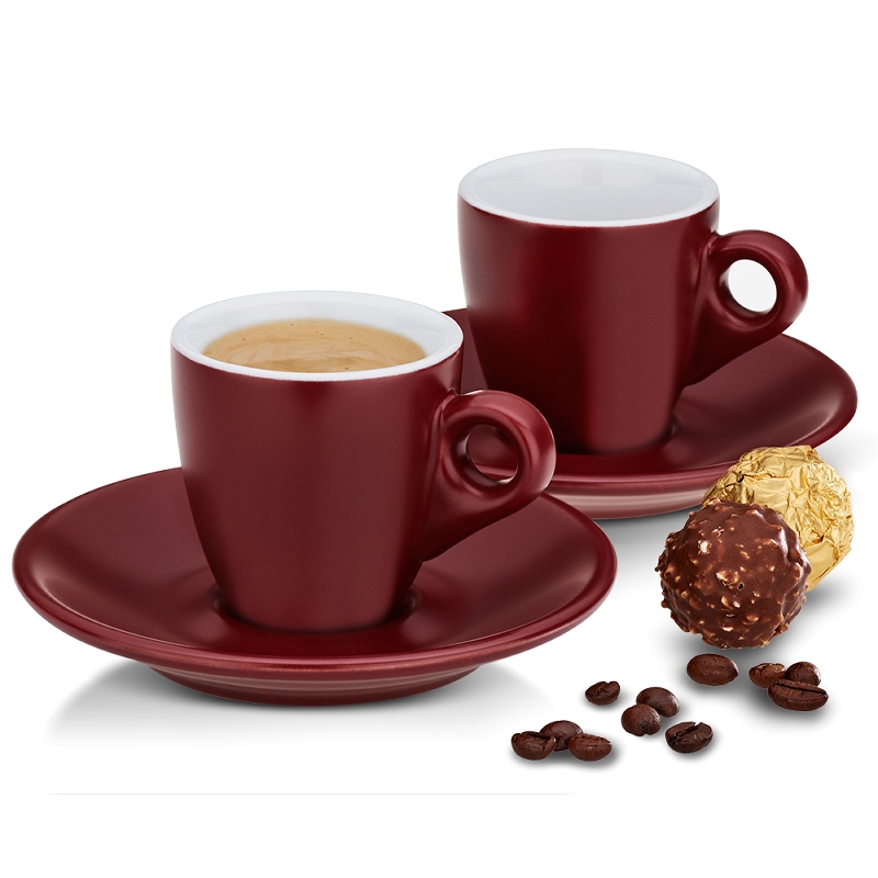 Espresso Kop en Schotel Set, Rood - Kela | Mattia
