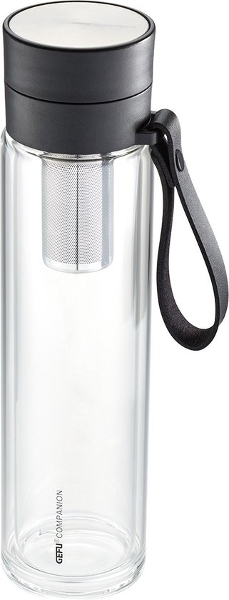 Dubbelwandige glazen fles met hoes en theefilter, 450 ml, 20 jaar garantie - GEFU | COMPANION