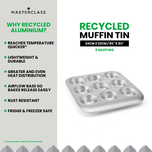 MasterClass Recycled Aluminium Nine Hole Muffin Tin, Sleeved