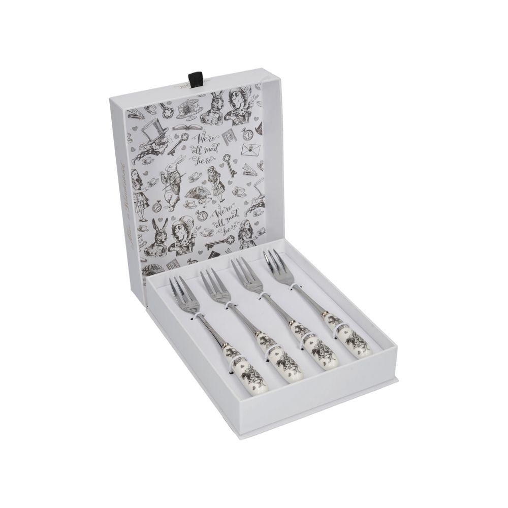 Gebaksvorkjes, Set van 4 Stuks, Porselein, RVS - V&A | Alice in Wonderland