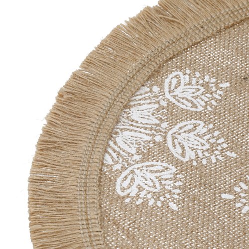 Creative Tops Hessian Jute Patterned Woven Placemats - White leaf