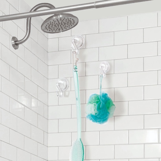 Haakjes met Zuignap, Set van 2 Stuks, Kunststof, Transparant - iDesign | Power Lock