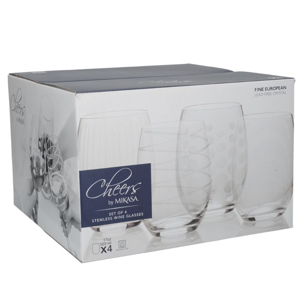 Set van 4 Wijnglazen, Stamloos, 0.48 L - Mikasa | Cheers
