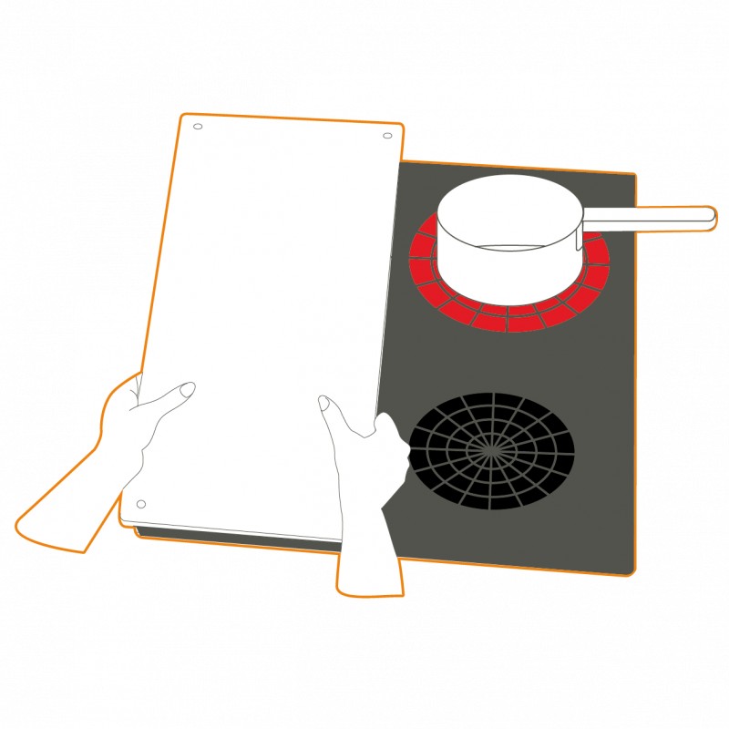 Beschermkap voor Inductiekookplaat, Set van 2, Glas - Pebbly