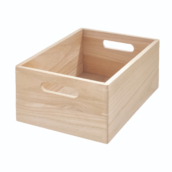 Opbergbox met Handgrepen, 25.5 x 38 x 15 cm, Paulownia Hout, Beige - iDesign | The Home Edit