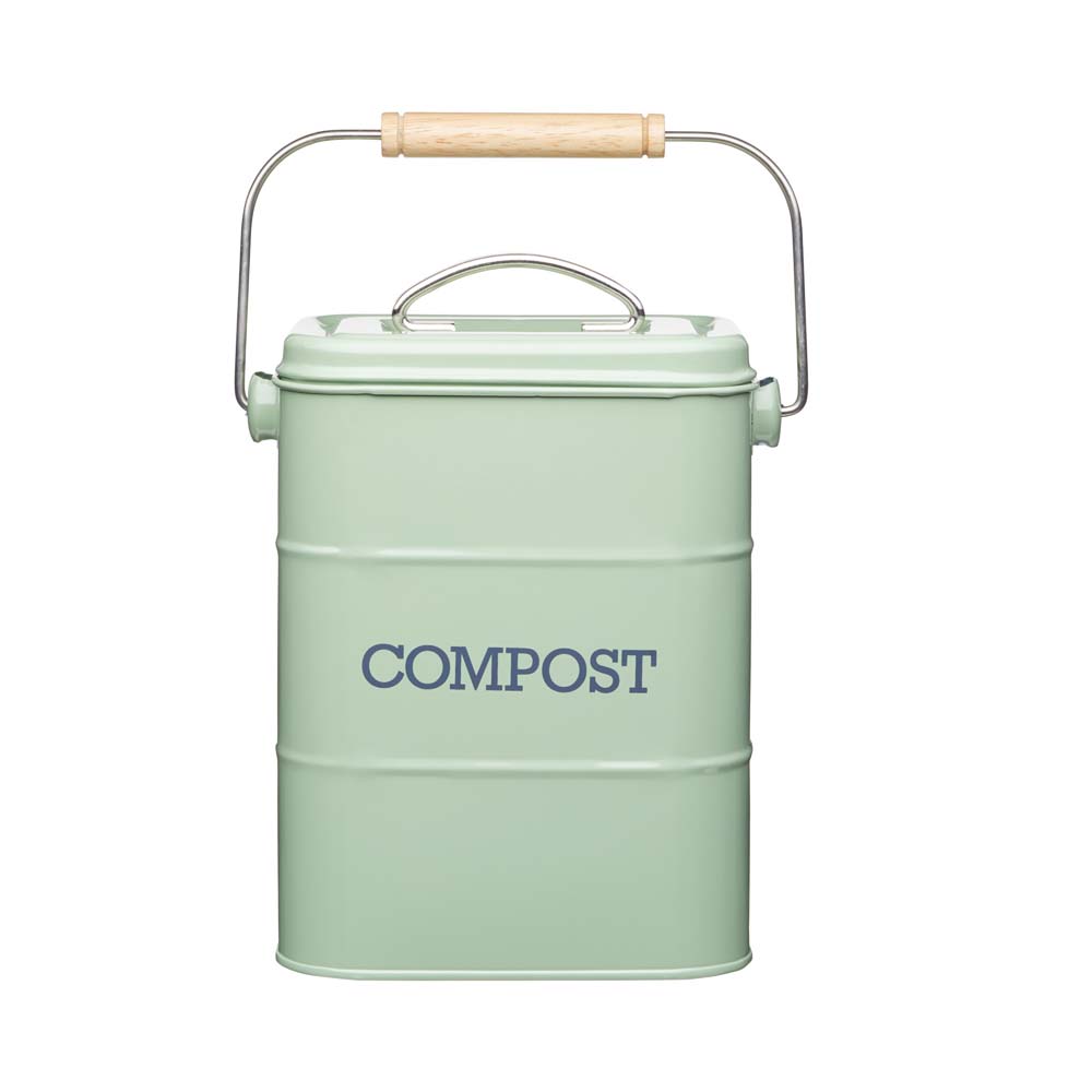Compostbak Saliegroen - Staal - Duurzaam - Praktisch - Compostemmer - KitchenCraft | Living Nostalgia
