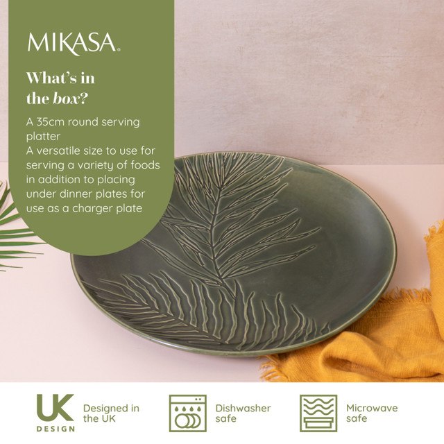 Mikasa Jardin Stoneware Round Serving Platter, 35cm, Gift boxed