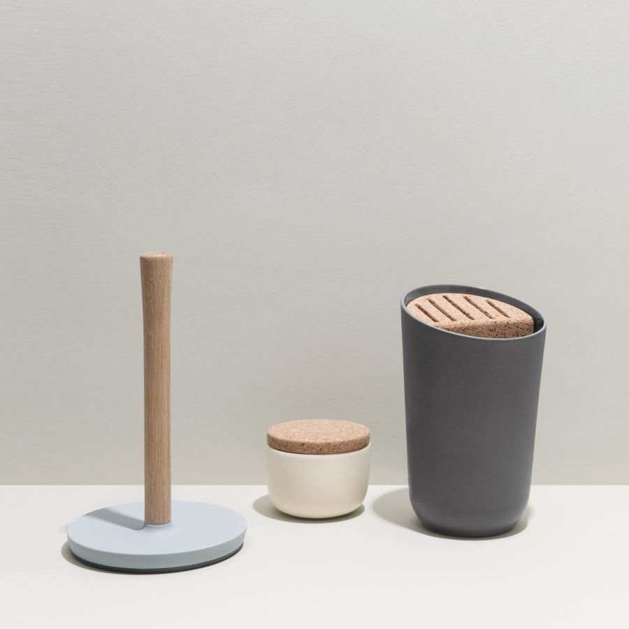 Keukenrolhouder, Grijs/Bruin - Hout/Plastic - BergHOFF|Leo Line