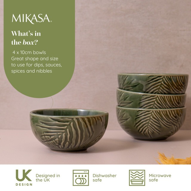 Mikasa Jardin 4pc Stoneware Dip Bowl Set, 10cm, Gift boxed