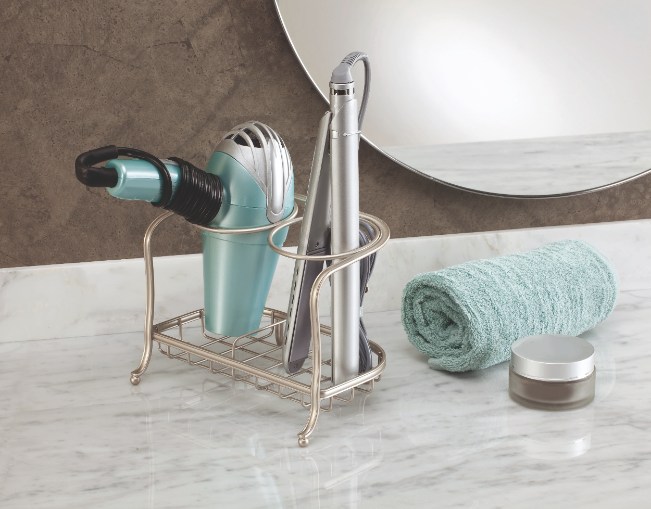 Föhn en Stijltang Houder, 22 x 16 x 18 cm, Staal, Zilver - iDesign | York Lyra