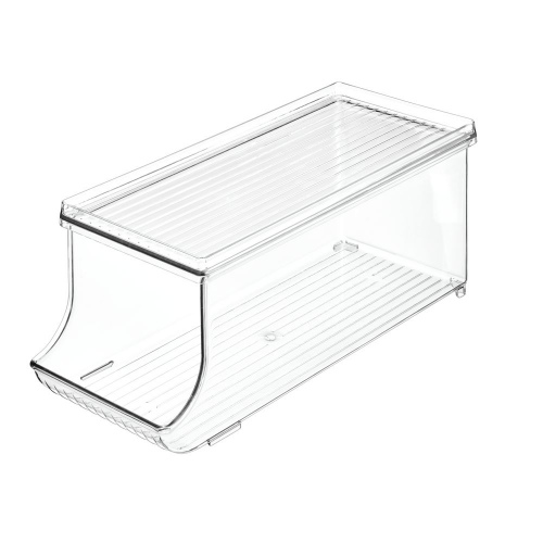 Koelkast Organizer voor Blikjes, Met Deksel, 14.6 x 34.9 x 14.6 cm, Kunststof, Transparant - iDesign | Fridge Binz