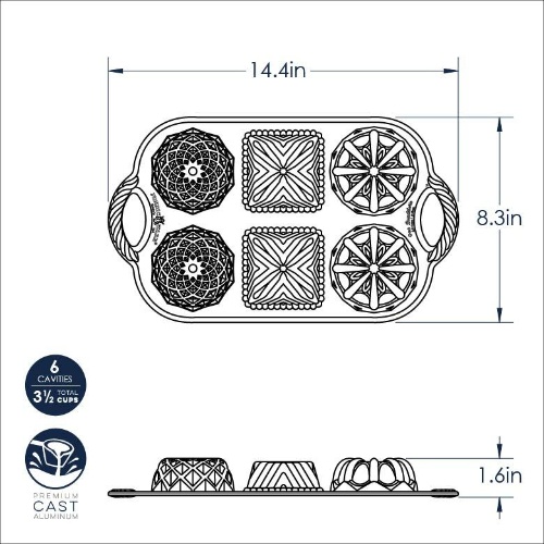 Tulband Bakvorm "Geo Bundtlette Pan" - Nordic Ware | Premier Gold