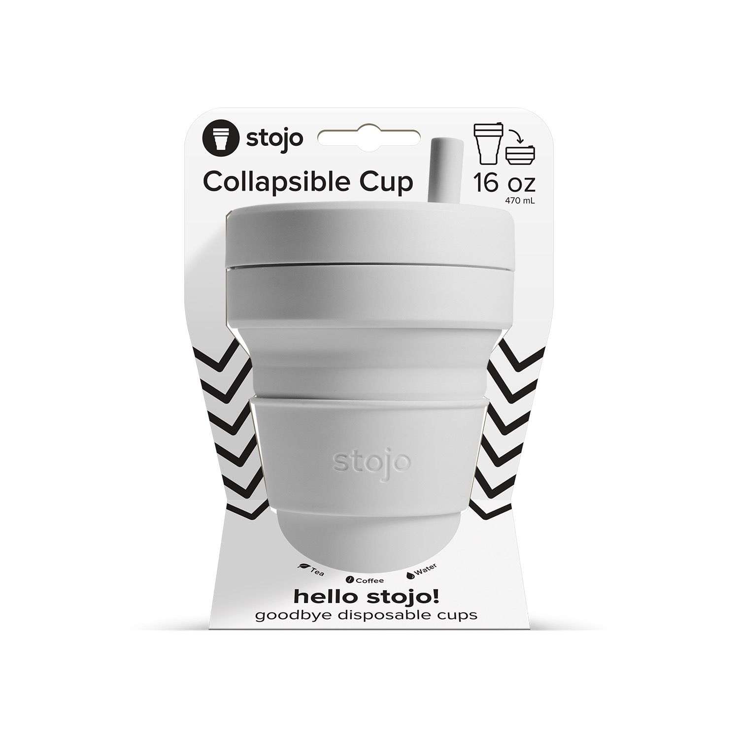 Biggie Cup, Cashmere - 470 ml - Koffiebeker - Drinkbeker - Grijs -  Opvouwbaar | Stojo