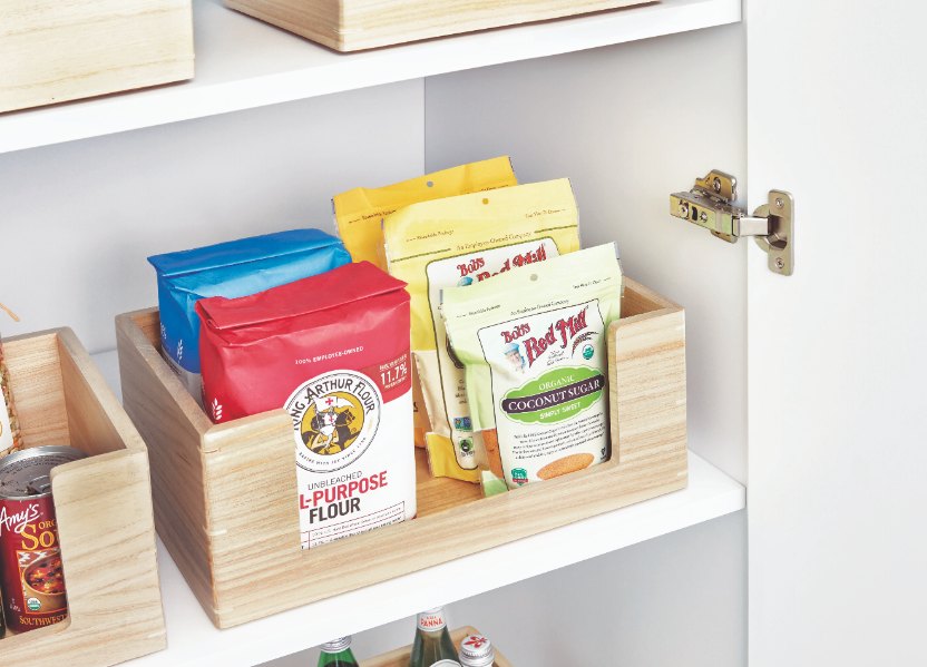 Opbergbox, Open, 25.5 x 38 x 15 cm, Paulownia Hout, Beige - iDesign | The Home Edit