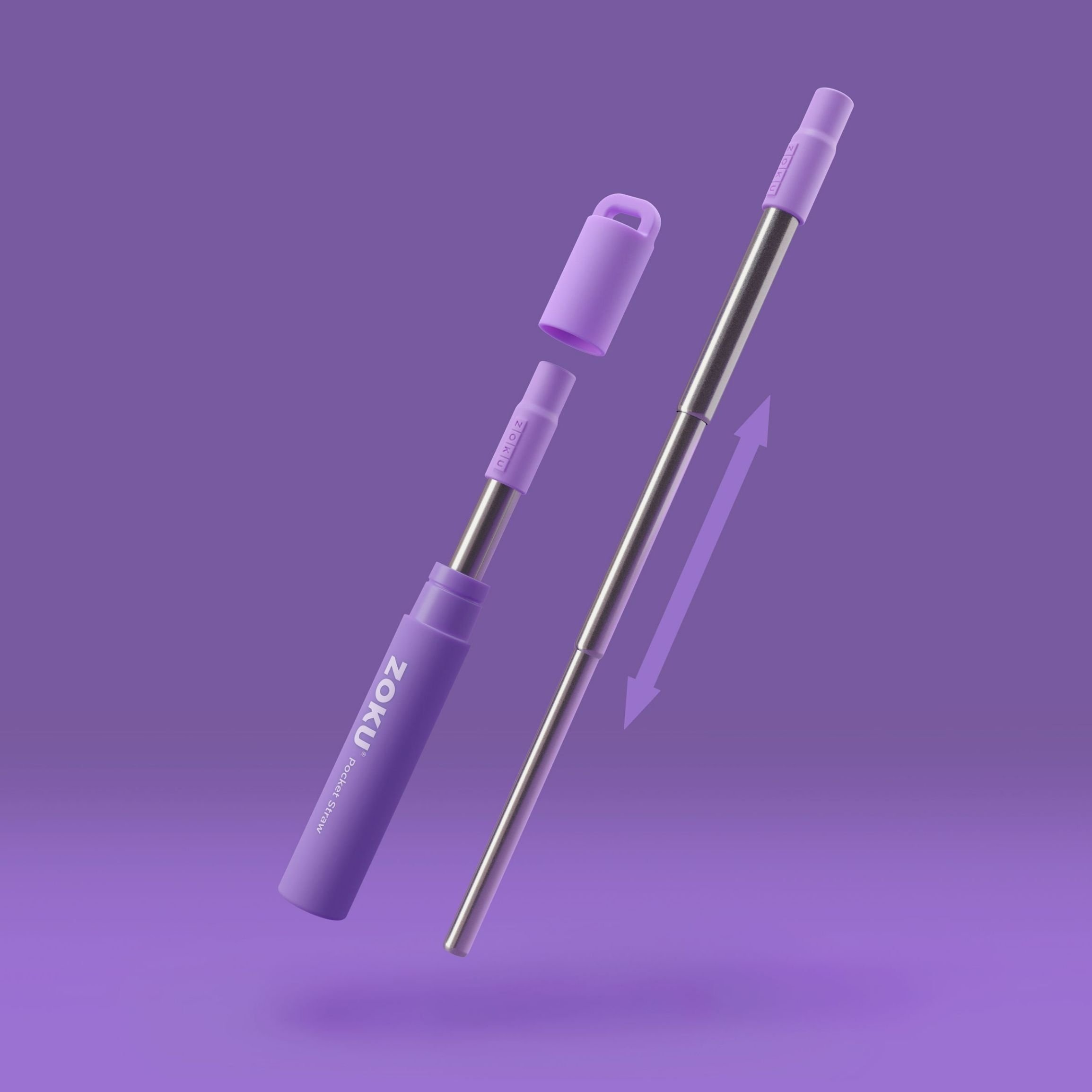 Herbruikbaar Rietje, RVS, Paars - Zoku