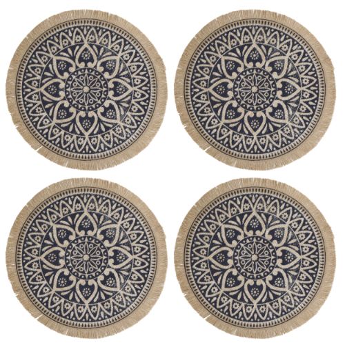 Placemats, Rond, Set van 4, Geweven, Blauw - Creative Tops