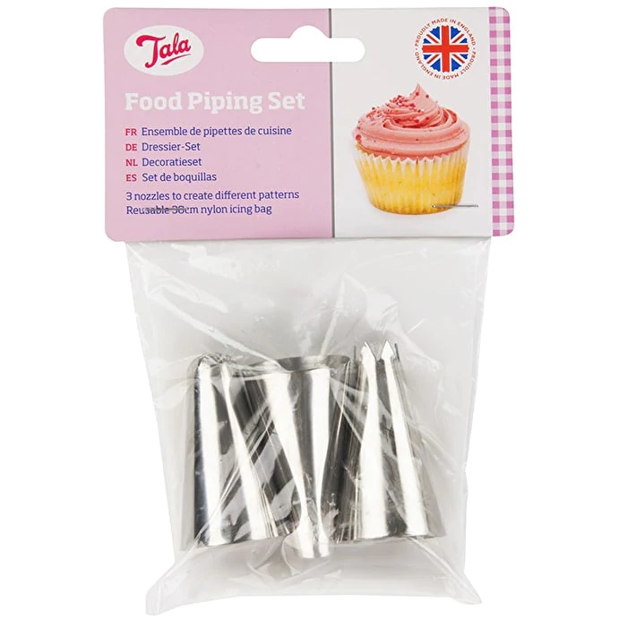 Decoratieset, Set van 3 Spuitmondjes, RVS - Tala