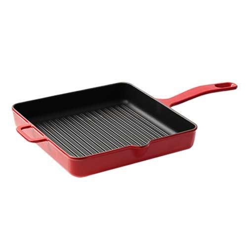 Gietijzeren vierkante grillpan rood, 25cm - Sürel