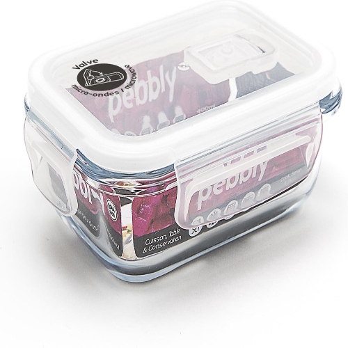 Vershoudbox, Borosilicaat Glas, Rechthoekig, 400 ml - Pebbly